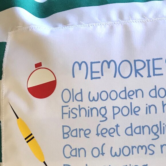 Fishing Memories Pillow Cover: Handmade Lake House Cabin Decor, 18 x 18 Inches - Picture 5 of 11